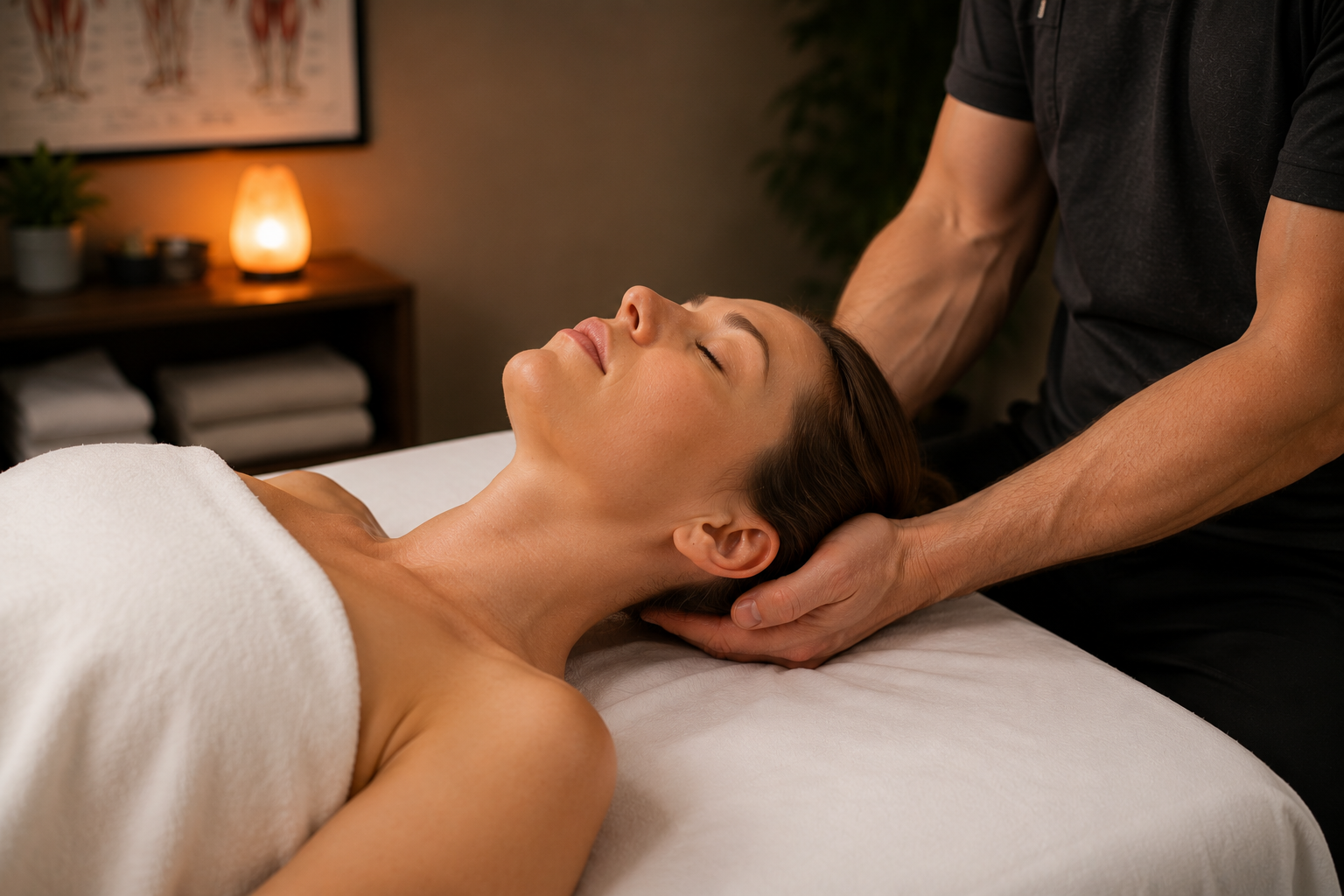 Trigger point release during massage Shepparton session for referred neck and head pain