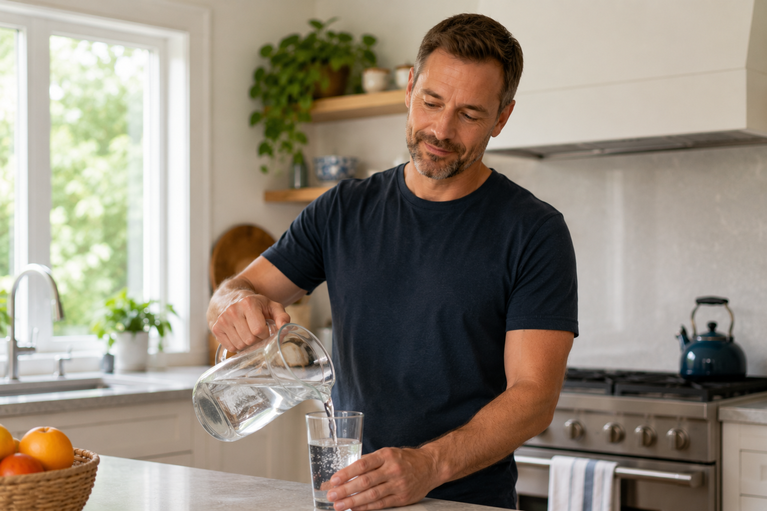Caucasian man moving comfortably through his morning routine in Shepparton — representing the everyday physical ease that comes from choosing the right massage treatment