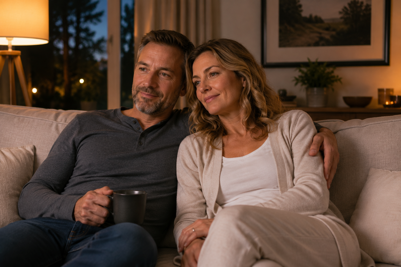 Caucasian couple relaxed at home in Shepparton after choosing the right massage treatment for their needs