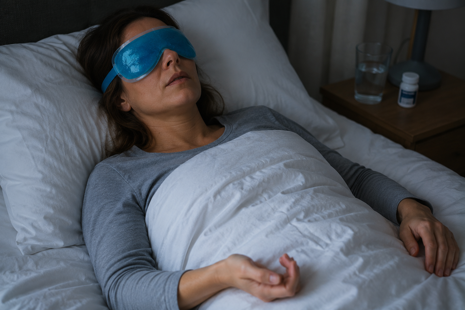 Woman resting in dark room during migraine episode in Shepparton — regular massage therapy can reduce migraine frequency and reliance on medication